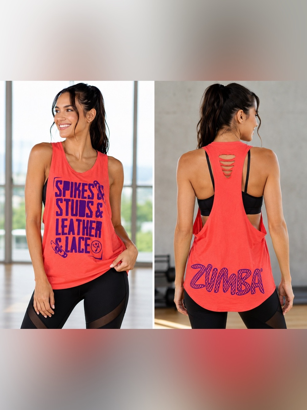 ZUMBA Loose Graphic Distressed Tank EUC